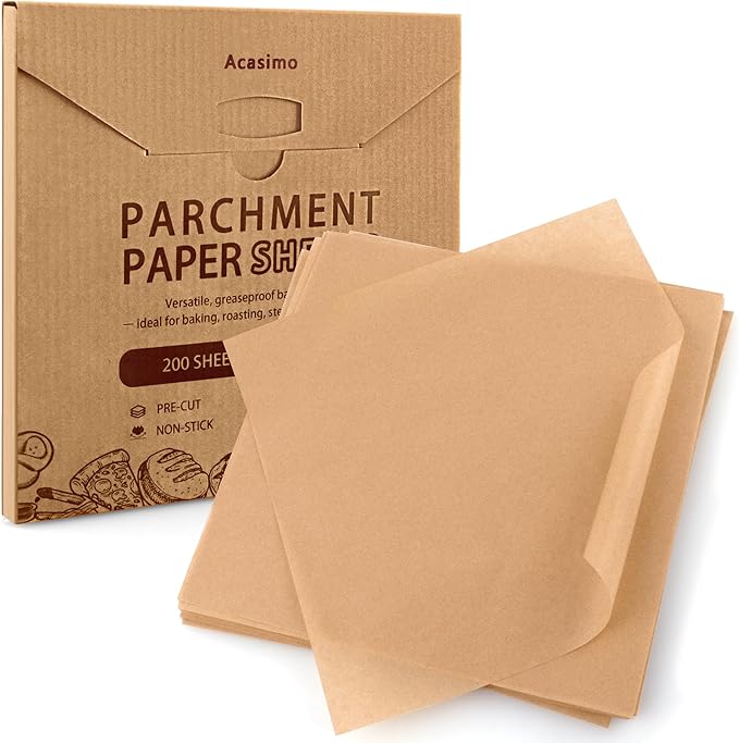 Parchment Paper Sheets, 200Pcs 12x12 Inch Squares Precut Parchment Sheets for Baking, Grilling, Air