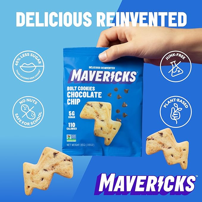Mavericks Chocolate Chip Bolt Cookies - Plant-Based Chocolate Chip Cookies, Healthy, Plant Based
