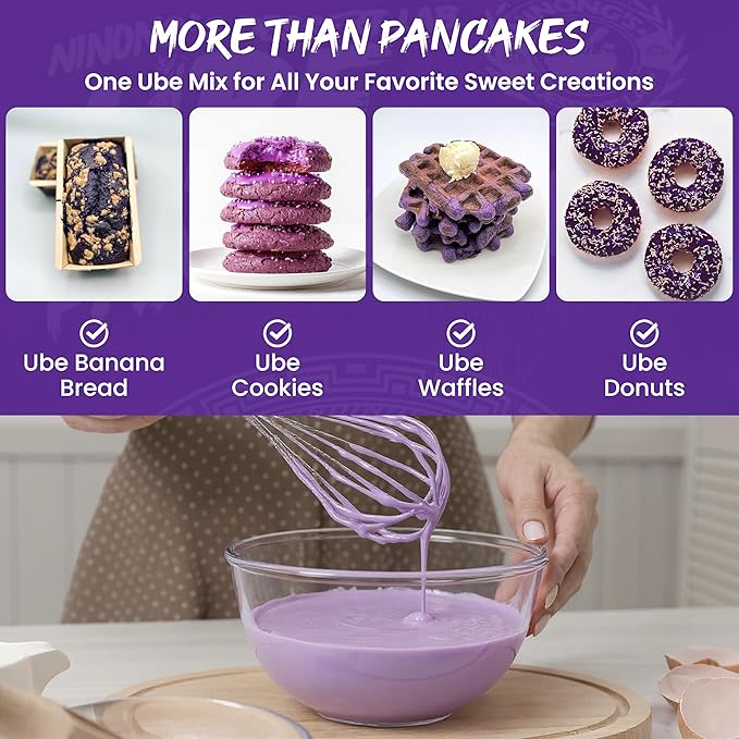 Ninong's Dessert Lab Ube Pancake Mix, Ube Flavored Buttermilk Pancake Mix with Real Ube, Makes Ube