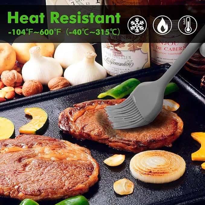 HOTEC Basting Brushes Silicone Heat Resistant Pastry Brushes Spread Oil Butter Sauce Marinades for