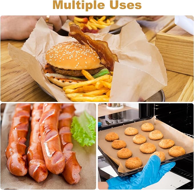 200 PCS Unbleached Parchment Paper 12x16 In ??Precut Baking Sheets for Air Fryer, Oven, and Grill