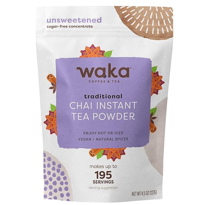 Waka Traditional Chai Tea Powder Mix - Chai Tea Concentrate Sugar Free. Pure Leaves from India