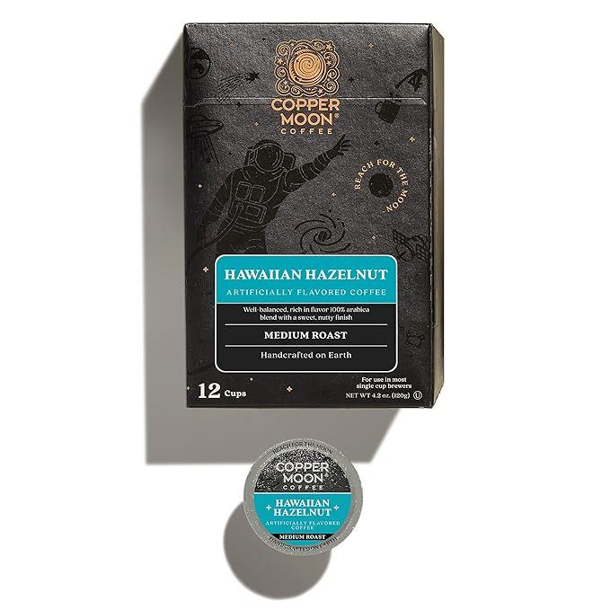 Copper Moon Single Serve Coffee Pods for Keurig K Cup Brewers (Hawaiian Hazelnut - Medium Roast) 12