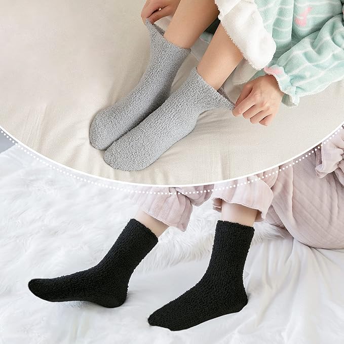 LINEMIN Womens Fuzzy Socks Cozy Fluffy Winter Warm Slipper Socks Microfiber Soft Home Sleeping Socks