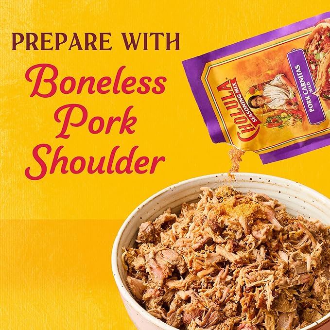 Cholula Seasoning Mix, Pork Carnitas, Mild Heat, For Tamales, Pulled Pork Tacos, Burrito Bowls