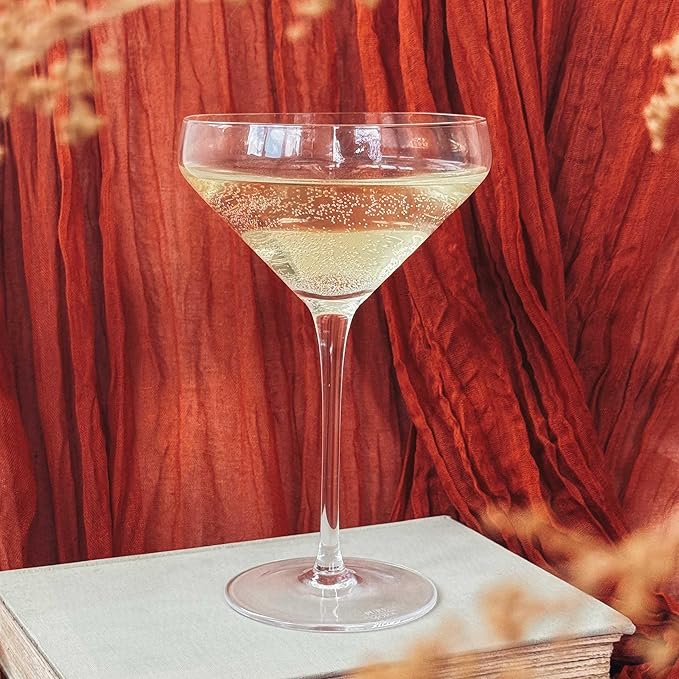 PURE MORA The Remy Coupe - Set of 4, 8oz Handblown Premium Crystal Martini Glasses for Cocktail