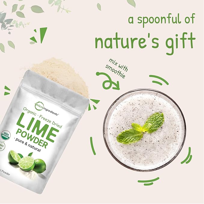 Organic Freeze-Dried Lime Powder, 1.5lbs | Raw Lime Juice Flavor, Sugar Free Drink Mix, Rich in