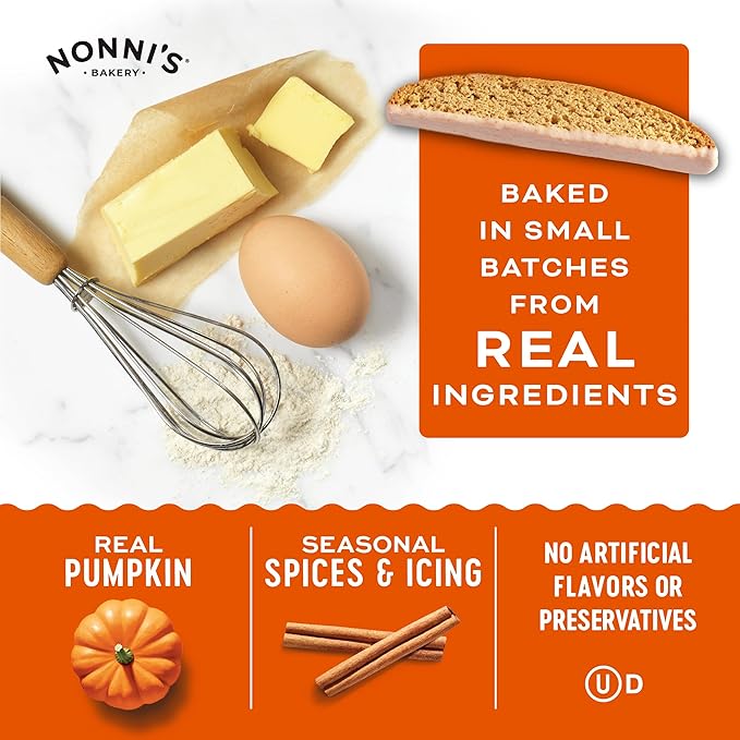 Nonni's Pumpkin Spice Biscotti Holiday Cookies - 2 Boxes Pumpkin Cookies - Pumpkin Biscotti