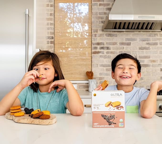 Olyra Dark Chocolate Sandwich Breakfast Biscuits, Healthy Snacks for Adults and Kids, Low Sugar