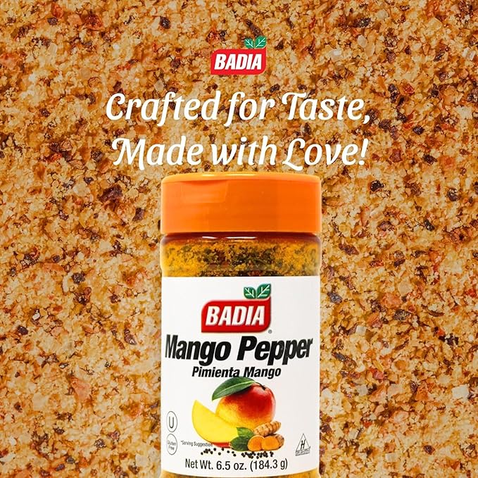 Badia Mango Pepper Seasoning, 6.5 oz - Sweet & Zesty Citrus Pepper Blend for Chicken, Seafood &