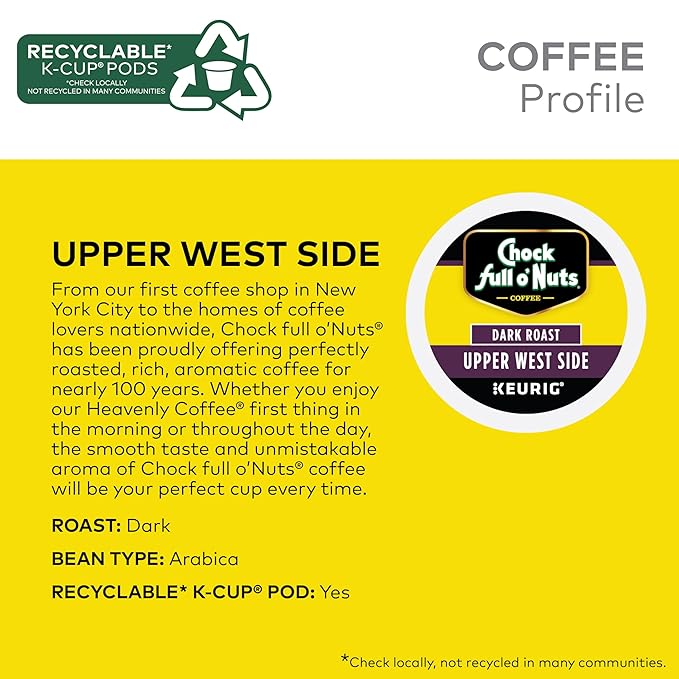 Chock full o’Nuts Variety Pack Keurig K-Cup Pods for Keurig Brewers – Premium Arabica, Mild, Medium