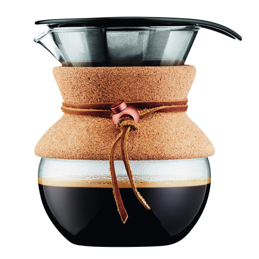Bodum 17oz Pour Over Coffee Maker, High-Heat Borosilicate Glass with Reusable Stainless Steel