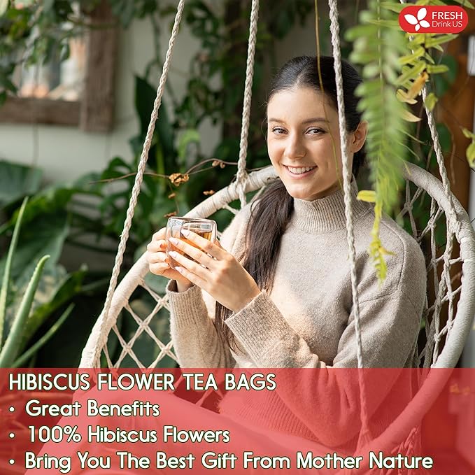 FRESHDRINKUS 115 Hibiscus Flowers Tea Bags, 100 Percent Natural, Pure from Hibiscus Flowers. Loose