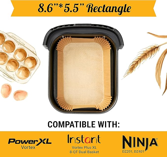 Air Fryer Liners for Ninja Foodi Dual ??125Pcs Disposable Parchment Paper for Ninja DZ201 DZ401