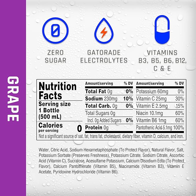Propel Electrolyte Enhanced Water Sports Drink, Grape Flavored Water, Zero Calorie & Zero Sugar