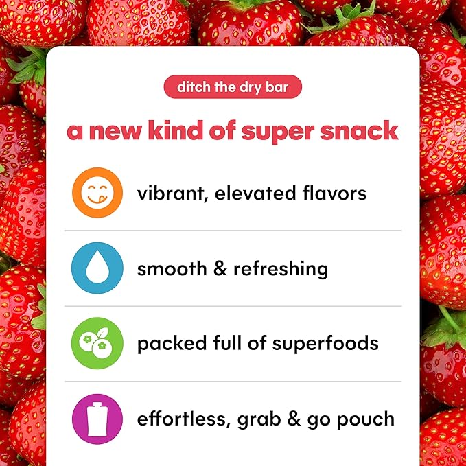 Noka Superfood Fruit Smoothie Pouches, Strawberry Pineapple, Healthy Snacks with Flax Seed