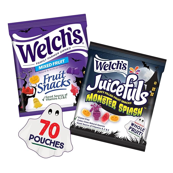 Welch?™s Fruit Snacks Mixed Fruit Halloween & Juicefuls Monster Splash Variety Pack, Great for