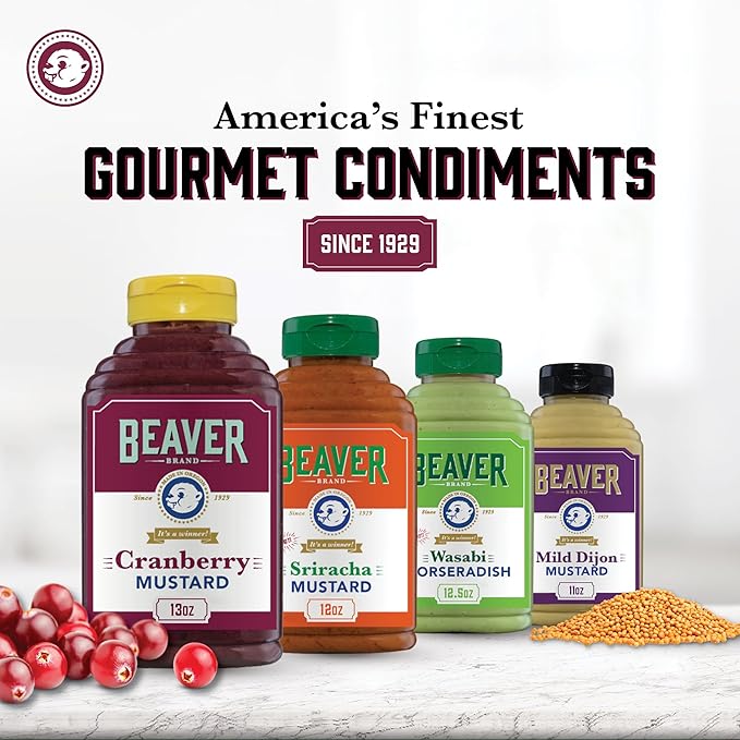 Beaver Cranberry Mustard, 13 oz squeeze bottle