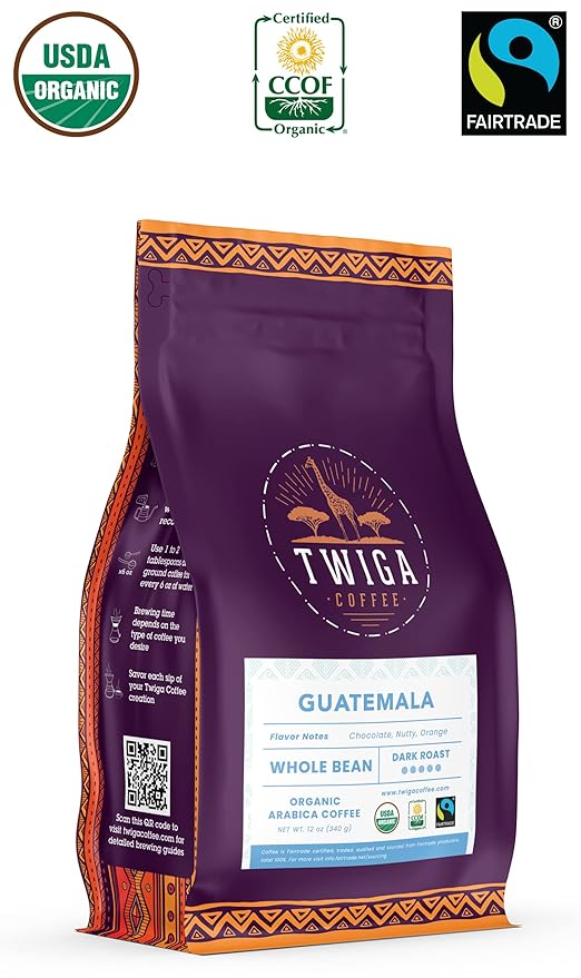 Twiga Coffee Guatemalan Coffee Beans ??Premium Dark Roast Arabica Guatemala Whole Beans with Rich