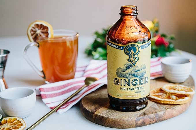 Portland Syrups Authentic Ginger Syrup - Intense Ginger Flavor with Slightly Hot Finish - Beverage