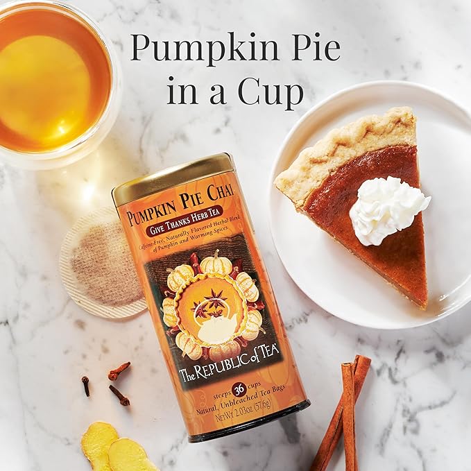 The Republic of Tea ??Pumpkin Pie Chai Herbal Tea Tin, 36 Naturally Caffeine-Free Tea Bags