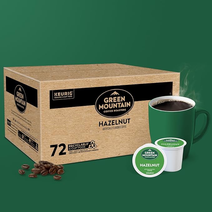 Green Mountain Coffee Roasters Hazelnut Keurig Single-Serve K-Cup pods, Light Roast Coffee, 72 Count