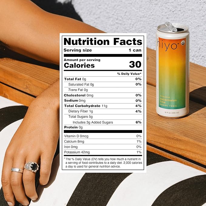 Hiyo Organic Social Tonic - Watermelon Lime, 12 Pack - N.A. Functional Seltzer, Sparkling Water