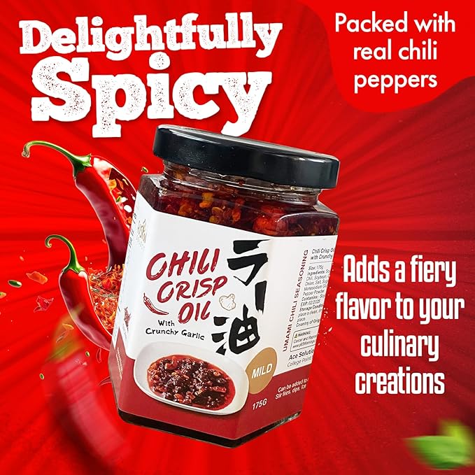 Fusion Select 525g Chili Crisp Oil - Crunchy Garlic Chili Oil, Umami Seasoning with Hot Peppers for