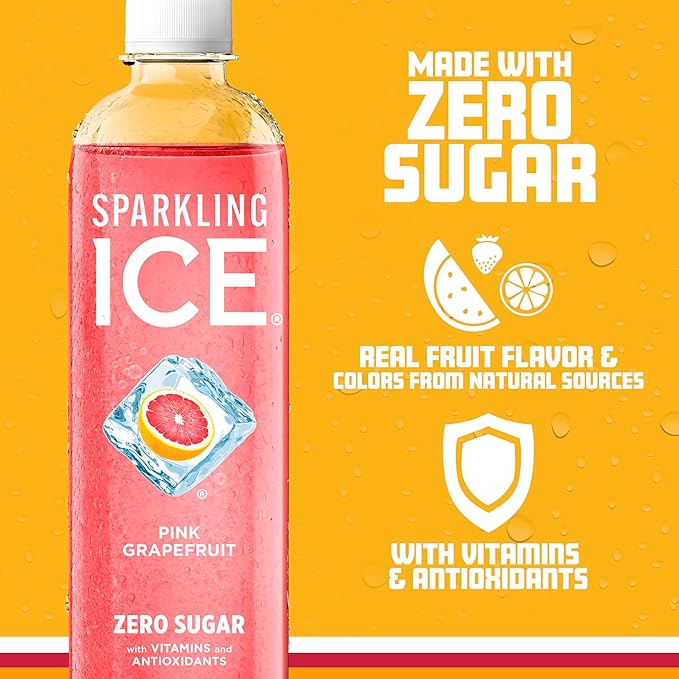 Sparkling Ice, Pink Grapefruit Sparkling Water, Zero Sugar Flavored Water, with Antioxidants and