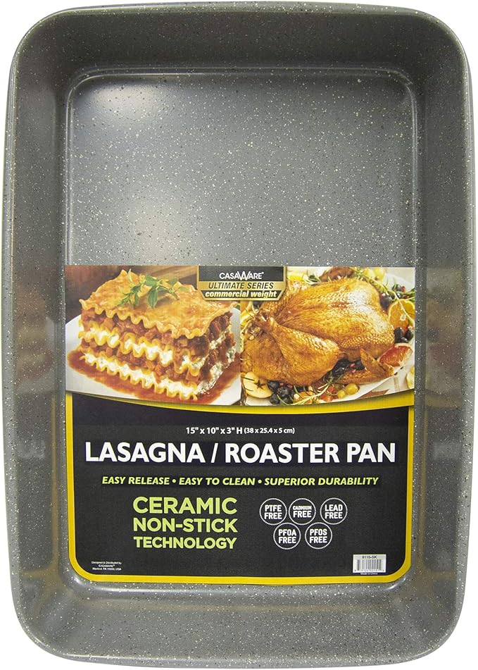 casaWare 15 x 10 x 3-Inch Ultimate Series Commercial Weight Ceramic Coated Non-Stick