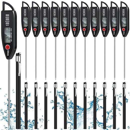 12 Set Waterproof Food Thermometer for Water, Liquid, Candle and Cooking Digital Meat Thermometer