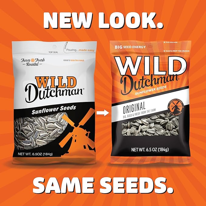 Wild Dutchman Roasted Sunflower Seeds in a Resealable Bag for Ultimate Freshness and an Easy Pour