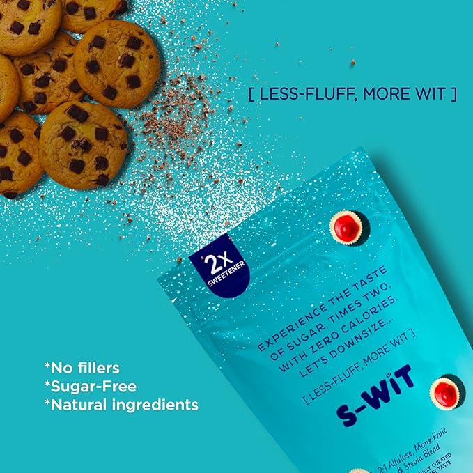 S-wit - Allulose, Monk Fruit & Stevia Blend, 2X Sugar Replacement, Natural Sweetener, Zero-Calorie