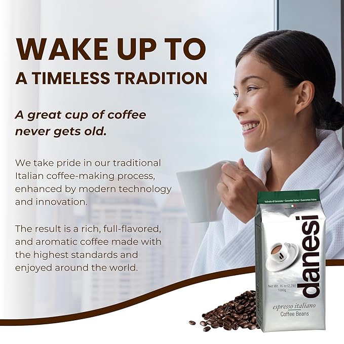 Danesi Caffe Italian Whole Coffee Beans - Espresso Coffee Beans and Medium Roast Whole Bean