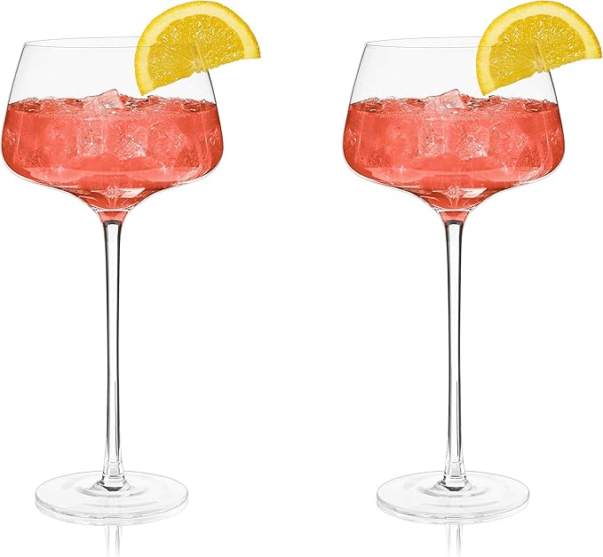 Viski Angled Stemmed Cocktail Glasses for Aperol Spritz, Campari Spritz, Tonic, Classic Cocktails