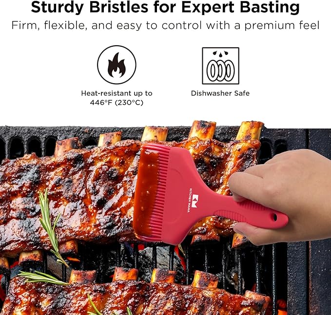 Kitchen Mama Platinum Silicone Extra Wide Pastry & Basting Brush Utensil Set ??Heat Resistant
