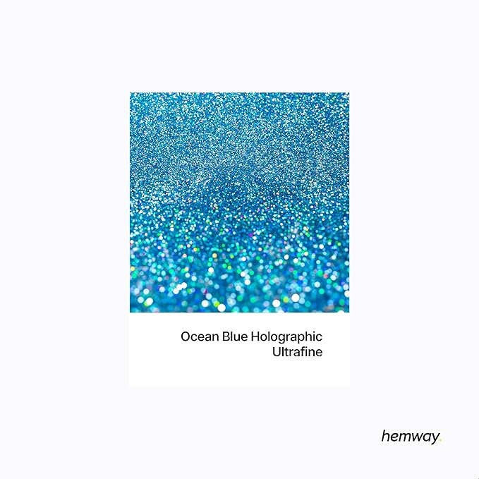 Hemway Premium Glitter Shaker - Ocean Blue Holographic | 130g Ultrafine Metallic Flake Sequins for