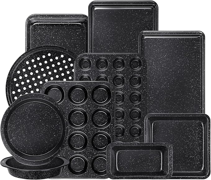 10-Piece Baking Pans Set, Bakeware Sets Nonstick, Baking Set for Oven Cooking, Stackable Carbon