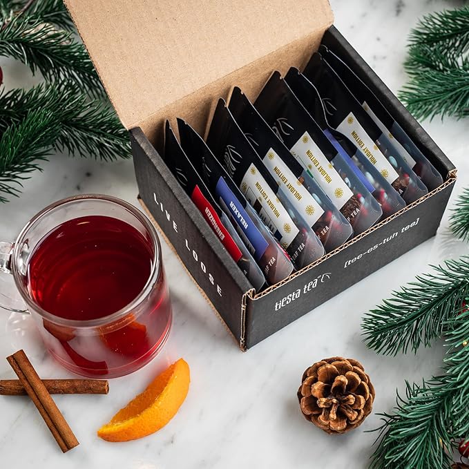 Tiesta Tea - Holiday Tea Sampler Dry Flight Set, Loose Leaf, High to No Caffeine Hot & Iced