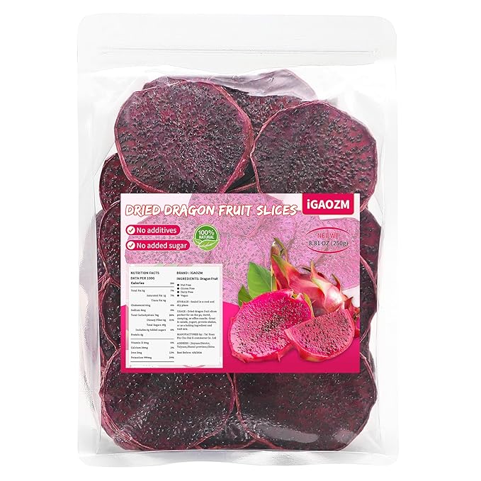 iGAOZM Dried Dragon Fruit,8.8oz/250g,Dragon Fruit Dried,No Sugar added,Soft and Chewy Bulk