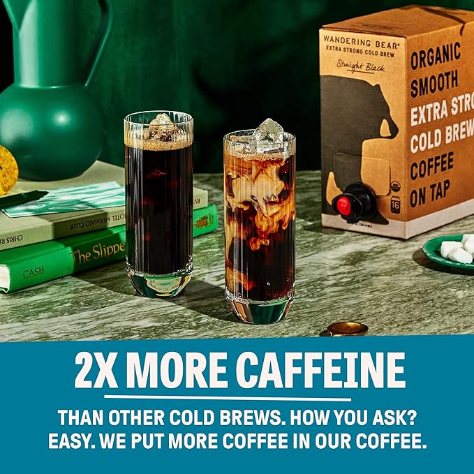 Wandering Bear Organic Vanilla Cold Brew Coffee On Tap, 96 fl oz - Extra Strong, Bold, Smooth