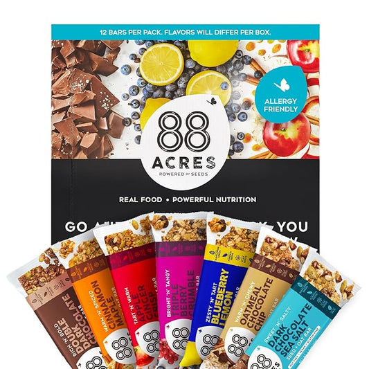88 Acres Granola Bars | Variety | Gluten Free, Nut-Free Oat and Seed Snack Bar | Vegan & Non GMO |