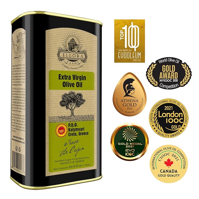 Ellora Farms Olive Oil Extra Virgin, Certified PDO Polyphenol Rich Extra Virgin Olive Oil Cold