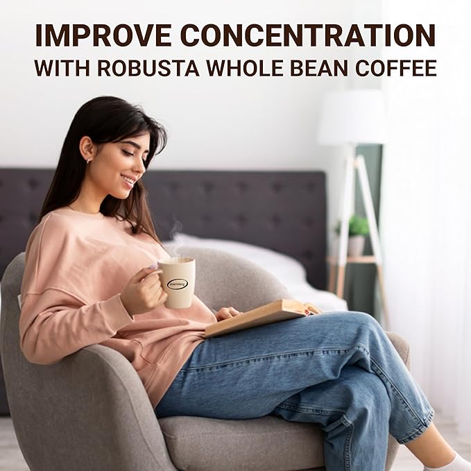 doanhdang - 17 Oz Premium Robusta Whole Bean Coffee, 100% Robusta Medium Roast, Rich Flavor for