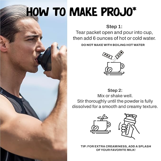Projo* Power Coffee – Instant Coffee with 11g Protein – Grass-Fed Hydrolyzed Bovine Collagen &