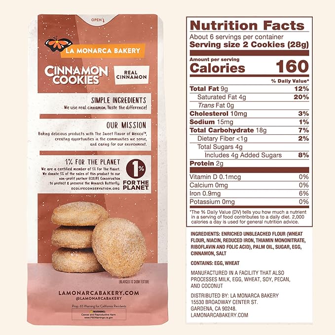 Cinnamon Cookies, 6 Ounce (Pack of 3), Mexican Shortbread Cookies Lightly Dusted with Cinnamon and