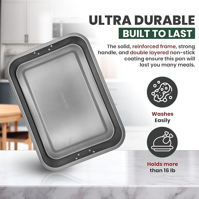 Large Lasagna Pan 12??x 16??- Heavy-Duty Nonstick Casserole Dishes for Oven - Convenient Deep