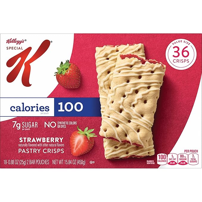 Special K Bar Pastry Crisps, 100 Calories, Breakfast Bars, Value Size, Strawberry, 15.84oz Box (36