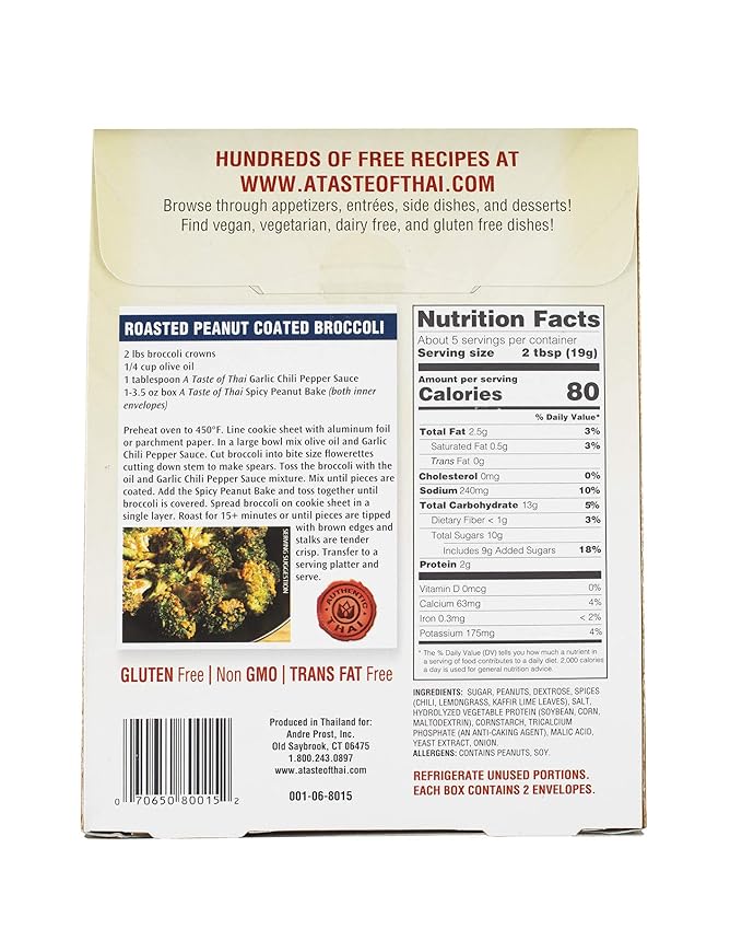A Taste of Thai Spicy Peanut Bake - 3.5oz Pack of 6 Ready to Use Seasoned Coating | Perfect for
