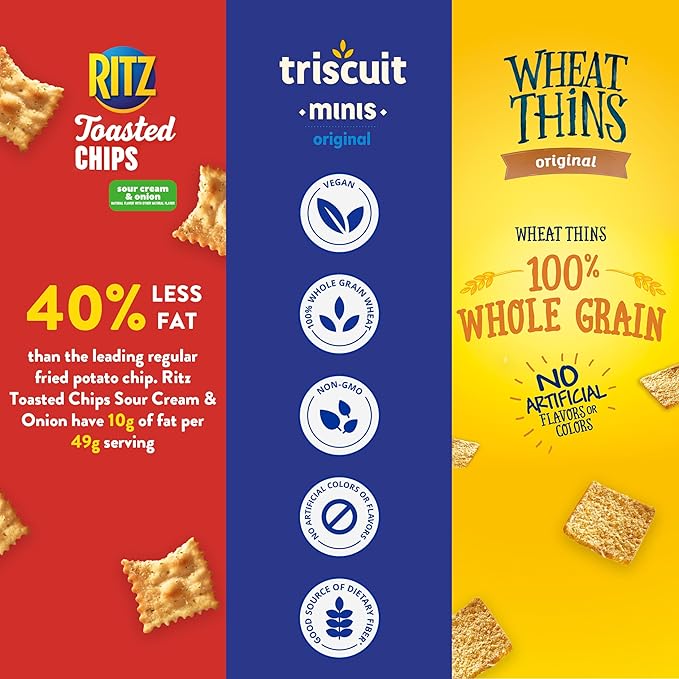 Nabisco Cracker Variety Pack, RITZ Toasted Chips, Wheat Thins Snacks Whole Grain Wheat Crackers and